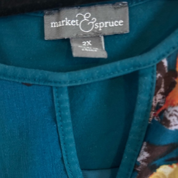 Market & Spruce Floral Kids Dress - Teal and Red - Picture 4 of 5